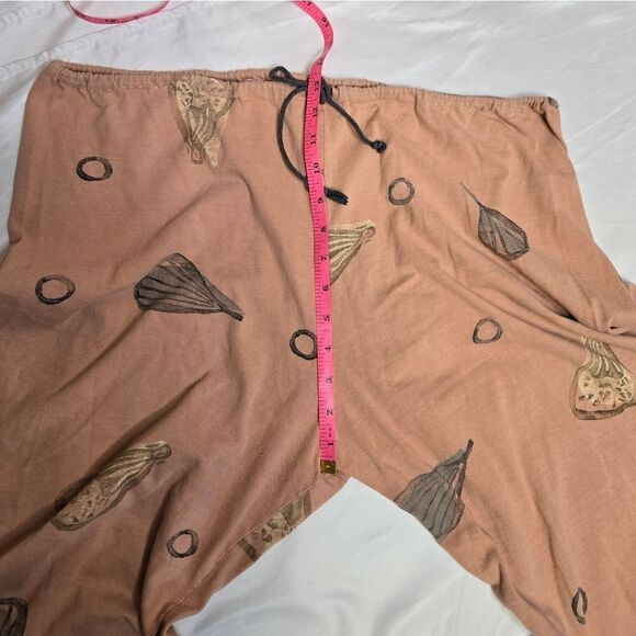 BLUE FISH seashell hand printed drawstring wide leg cropped pajama pants XL - Picture 11 of 12